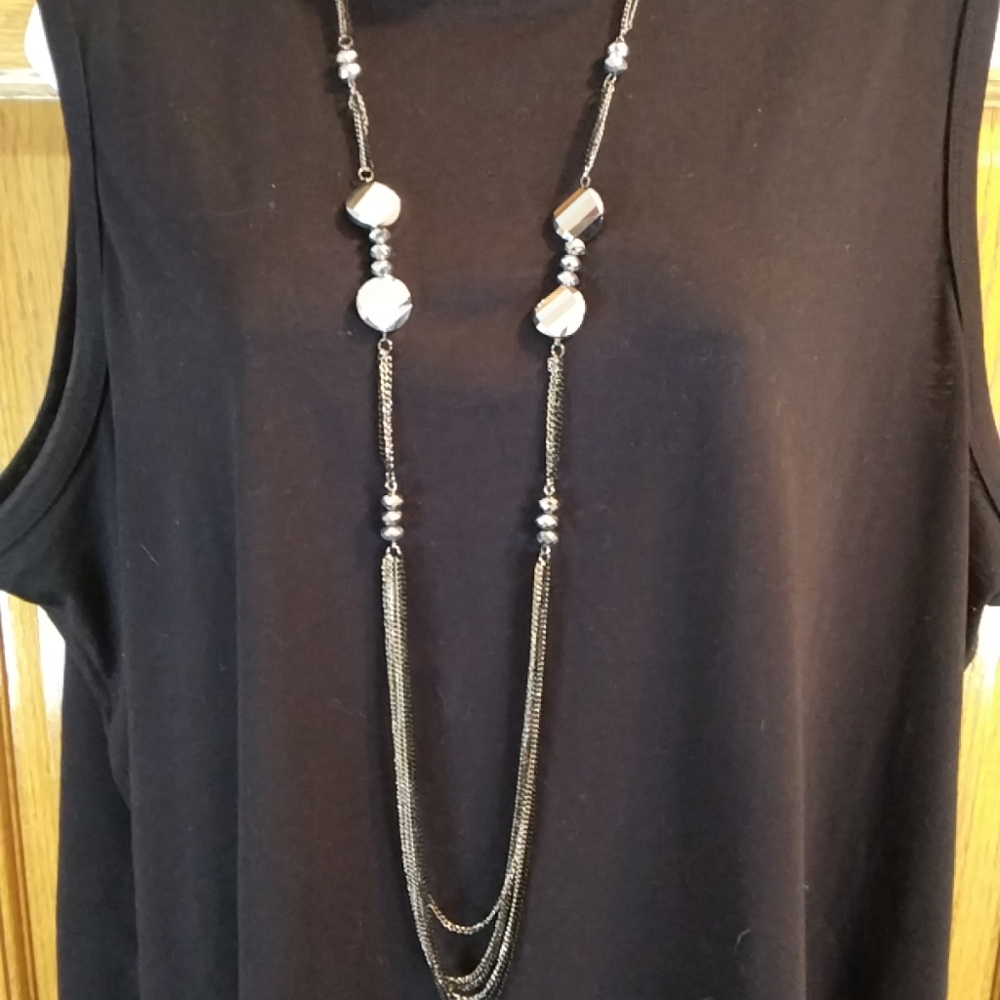 Chic Silver and Black Multi-Strand Necklace